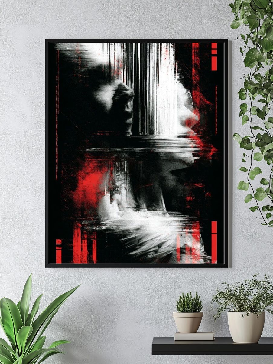 Glitch Noir Abstract Poster. — room view 4