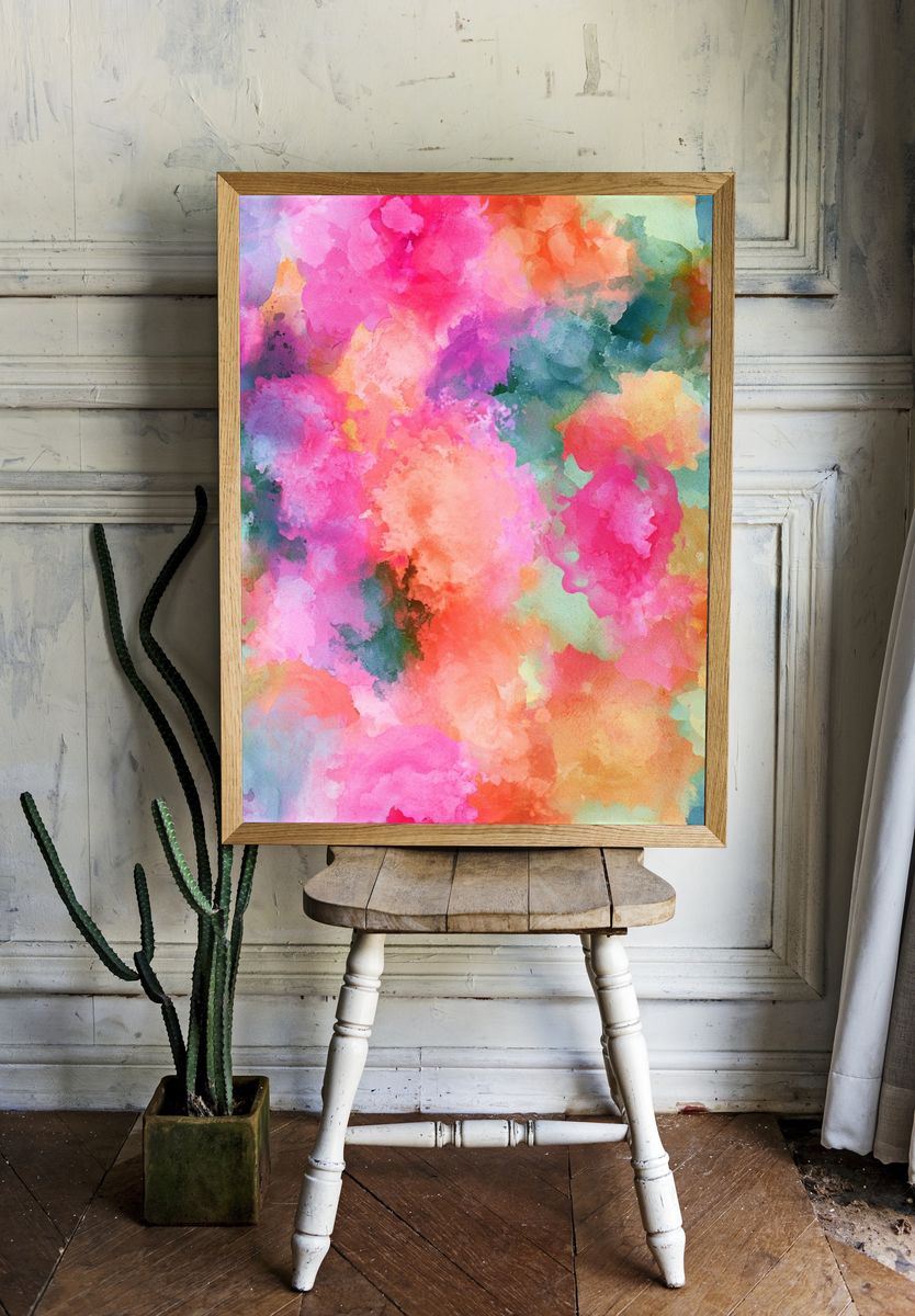 Pastel Watercolor Bloom Abstract Poster. — room view 1