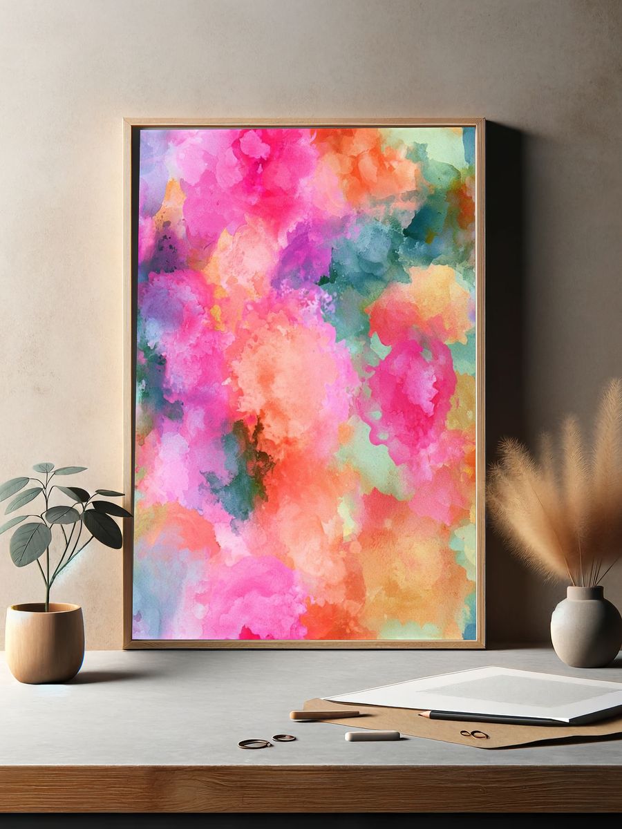 Pastel Watercolor Bloom Abstract Poster. — room view 2