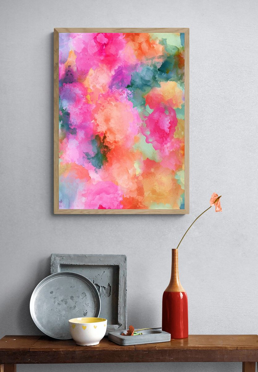 Pastel Watercolor Bloom Abstract Poster. — room view 3