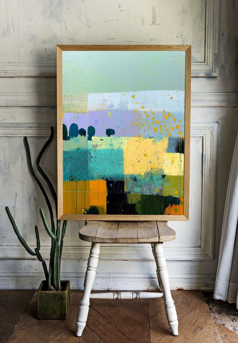 Pastel Geometric Abstract Poster. — room view 1
