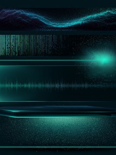 Neon Data Wave Abstract Poster. poster print