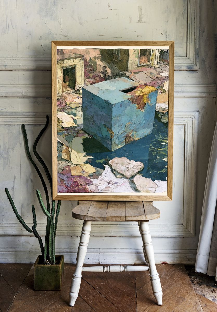 Abstract Cubic Ruins Poster. room preview