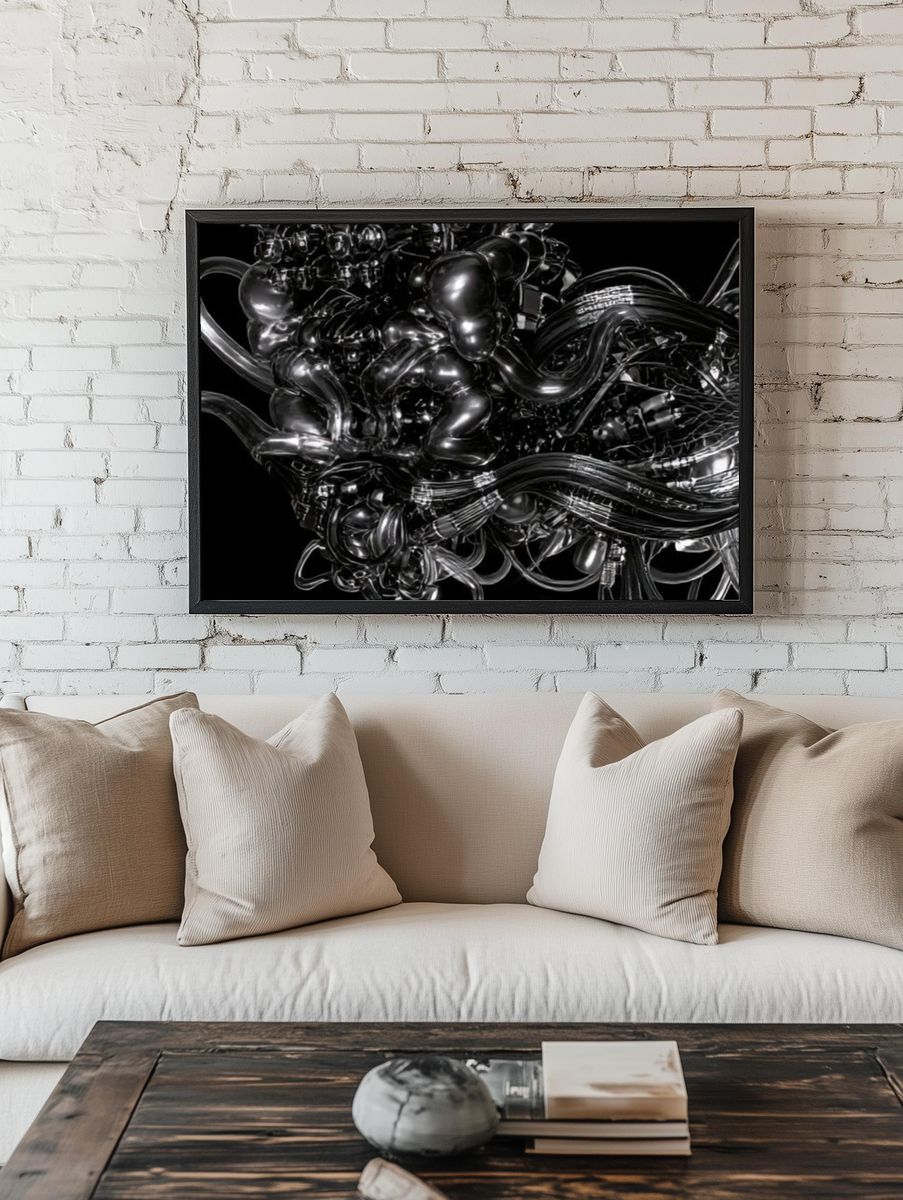 Chrome Abstract Flow Poster. room preview