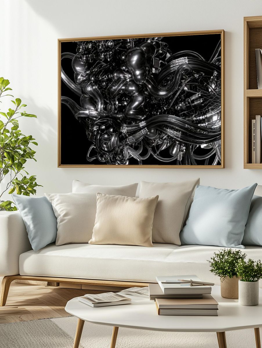 Chrome Abstract Flow Poster. — room view 2