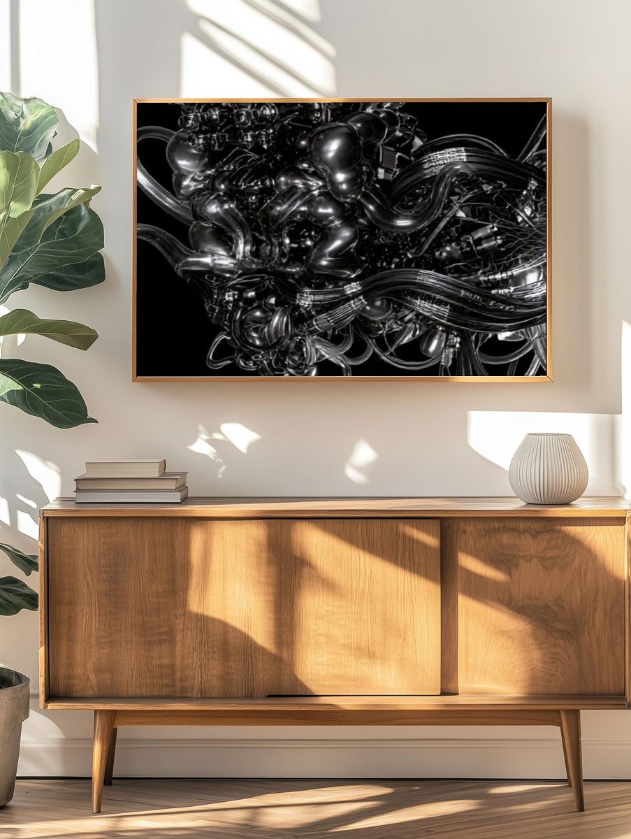Chrome Abstract Flow Poster. — room view 3