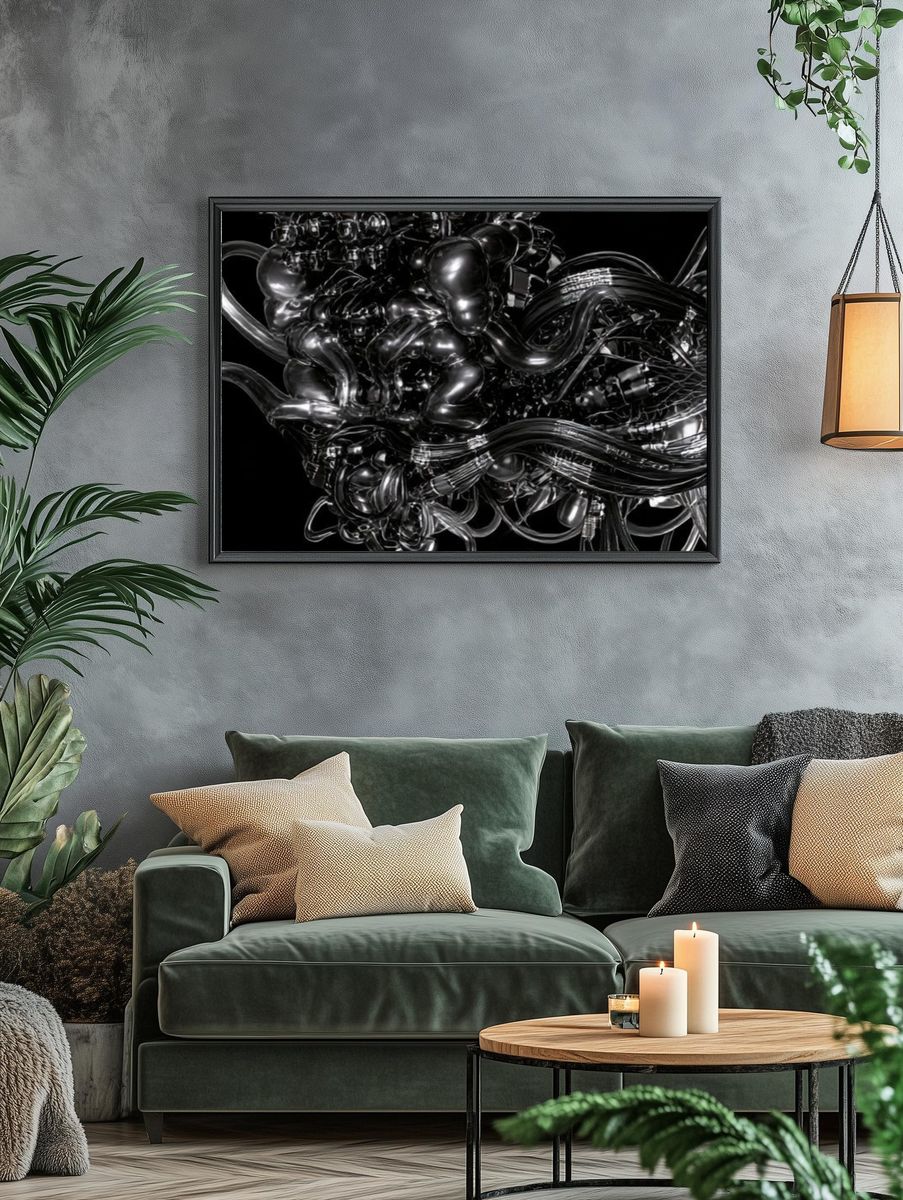 Chrome Abstract Flow Poster. — room view 4