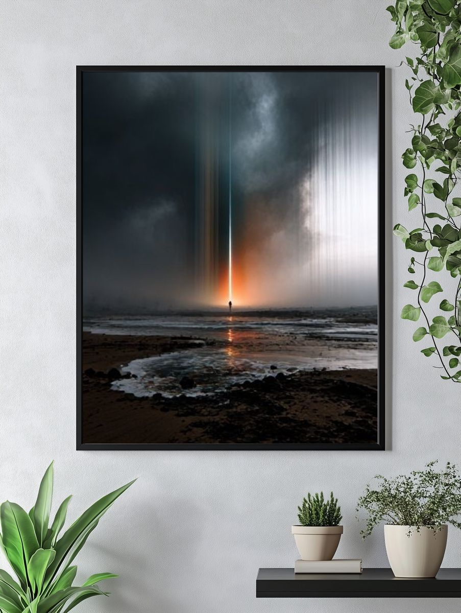 Ethereal Light Beam Abstract Print. — room view 4