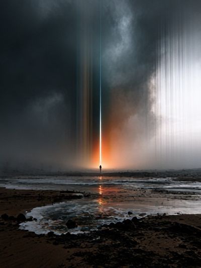 Ethereal Light Beam Abstract Print. poster