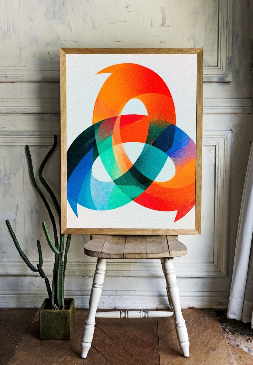 Interlocking Color Rings Abstract Poster. — room view 1