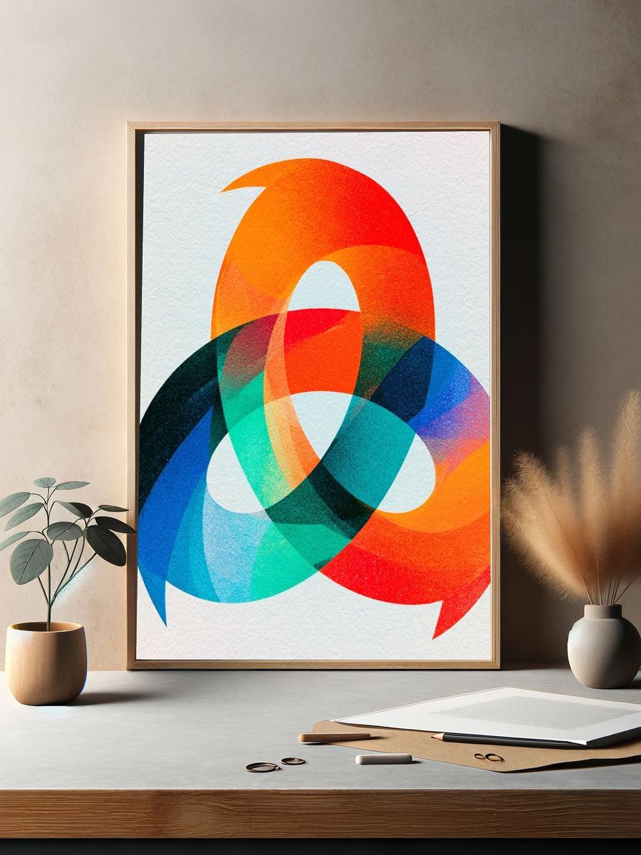 Interlocking Color Rings Abstract Poster. — room view 2