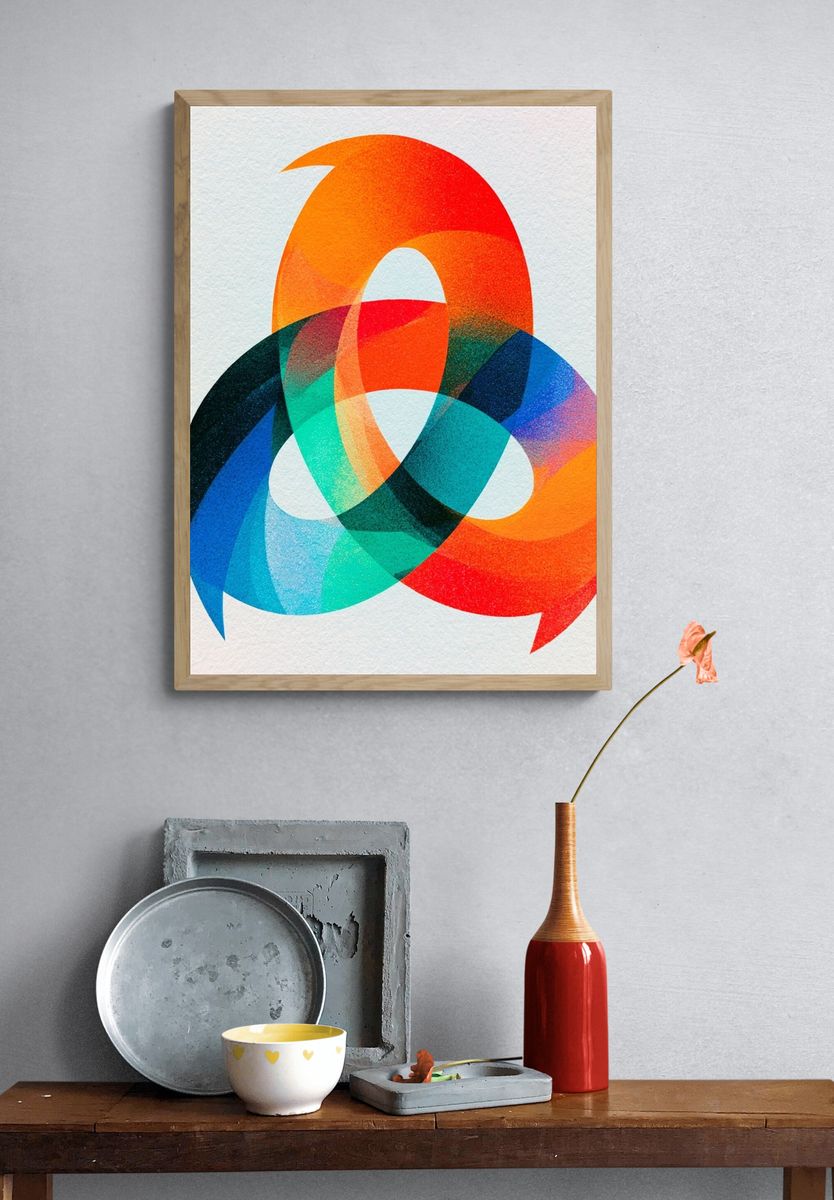 Interlocking Color Rings Abstract Poster. — room view 3