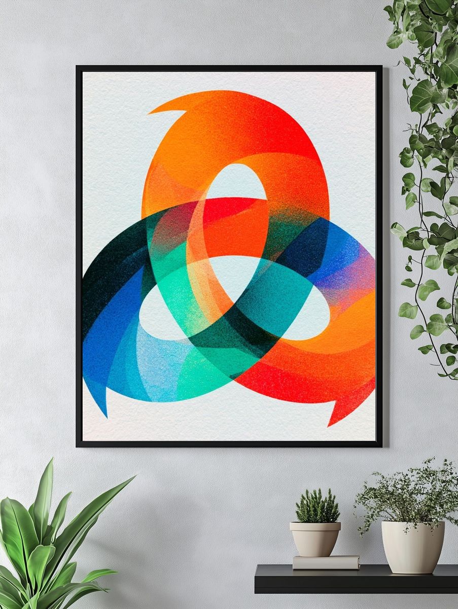 Interlocking Color Rings Abstract Poster. — room view 4
