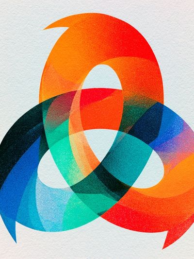 Interlocking Color Rings Abstract Poster. poster