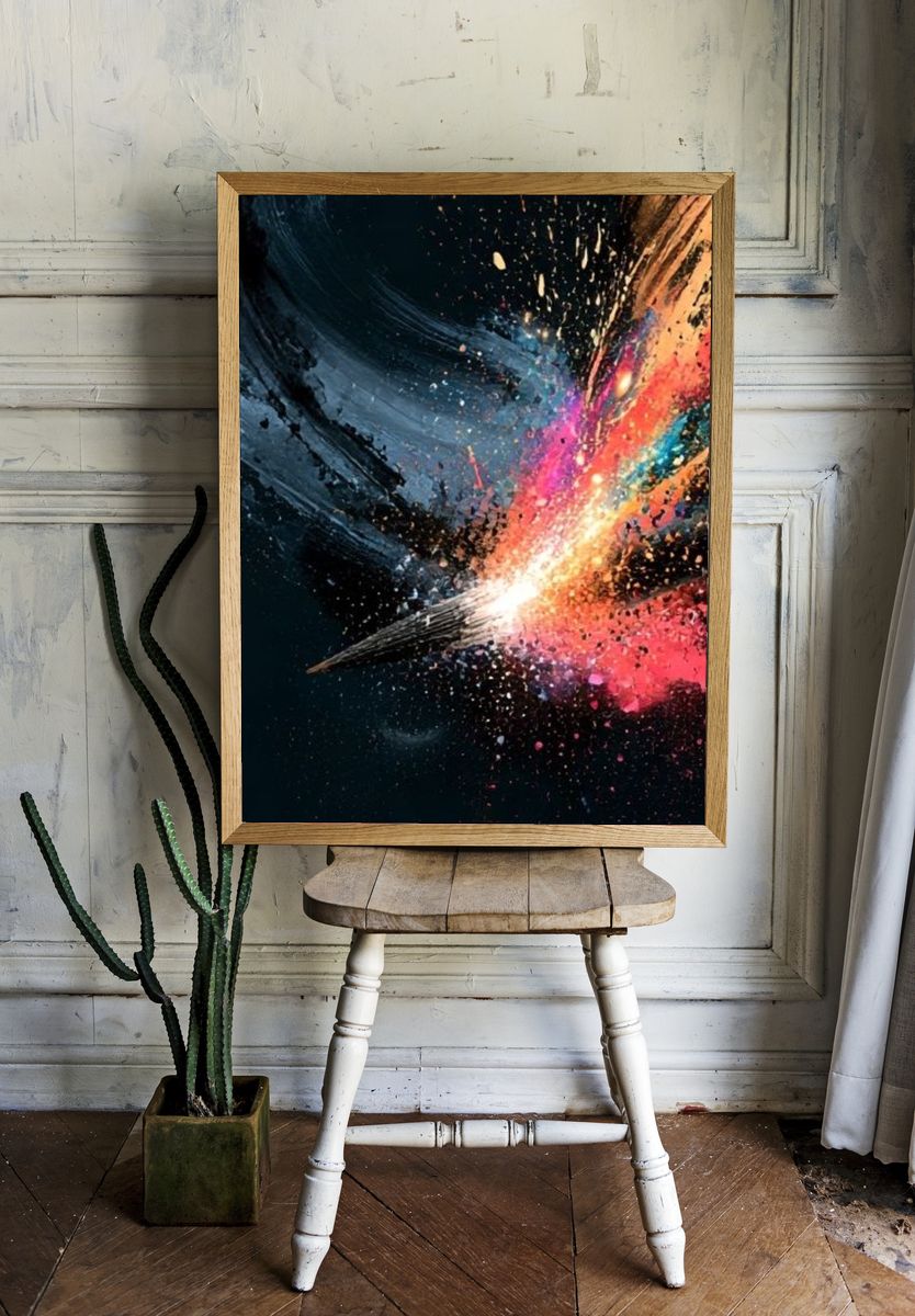 Cosmic Paint Burst Abstract Poster. — room view 1