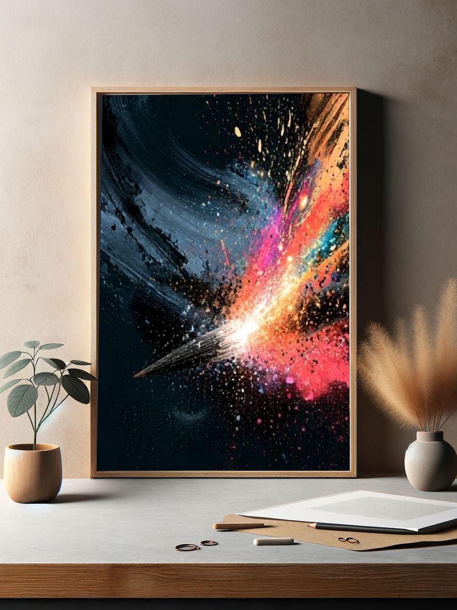 Cosmic Paint Burst Abstract Poster. — room view 2