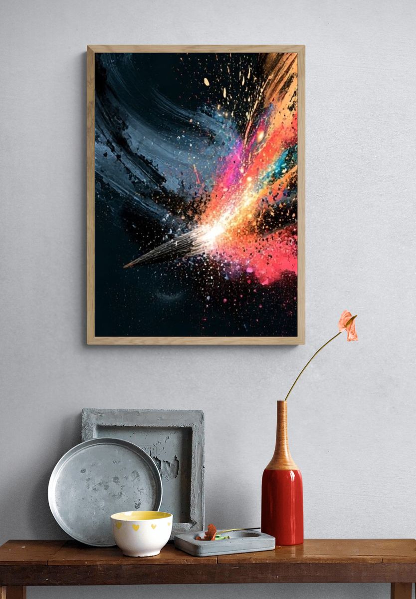 Cosmic Paint Burst Abstract Poster. — room view 3