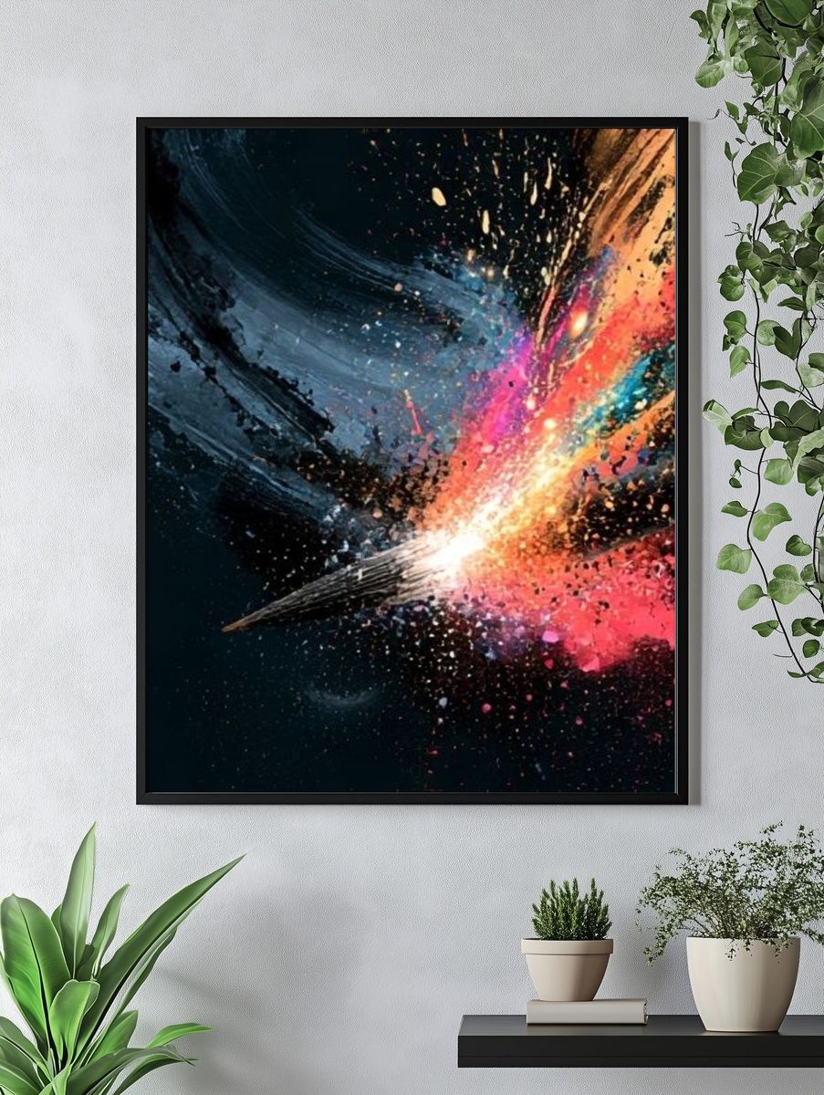 Cosmic Paint Burst Abstract Poster. — room view 4