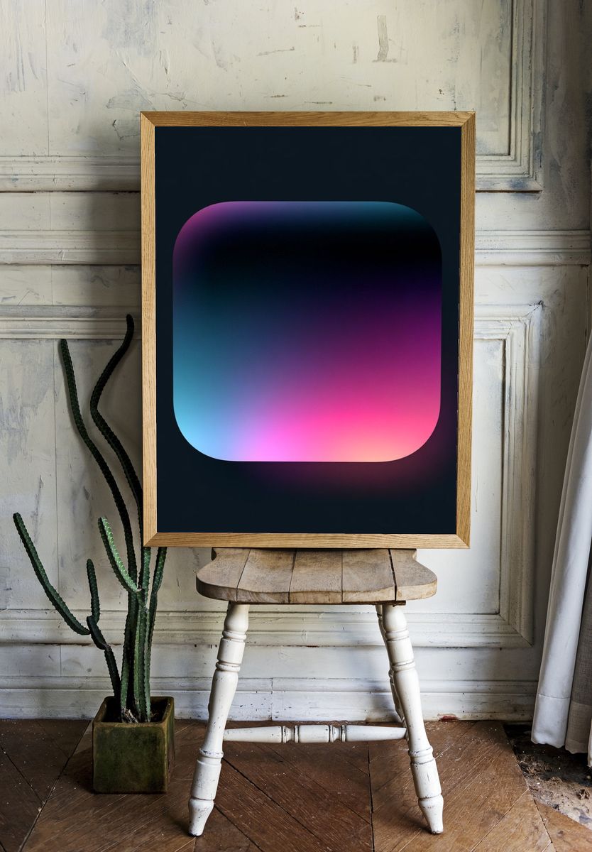Neon Gradient Square Abstract Poster. room preview