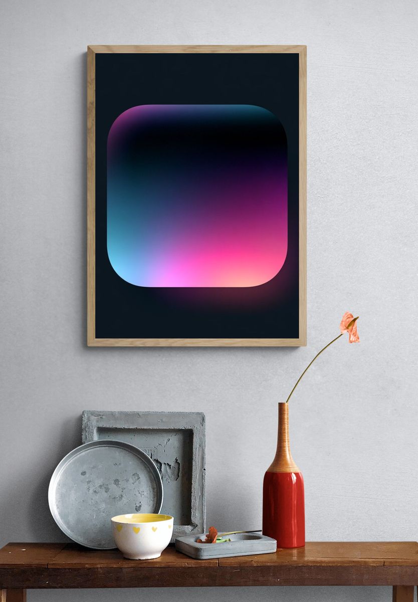 Neon Gradient Square Abstract Poster. — room view 3