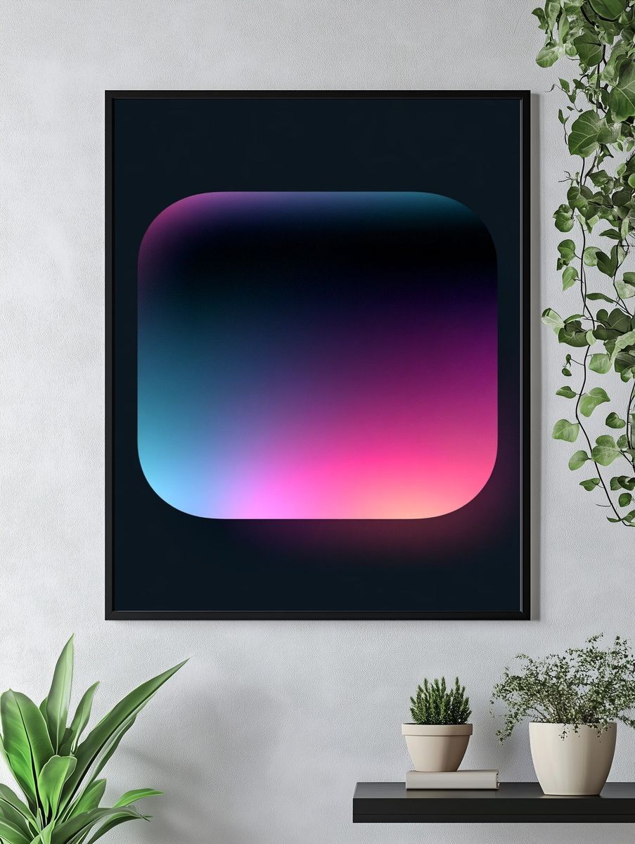 Neon Gradient Square Abstract Poster. — room view 4