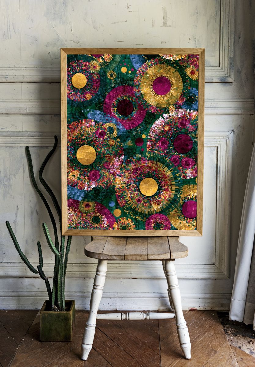 Mosaic Circles Abstract Poster. room preview