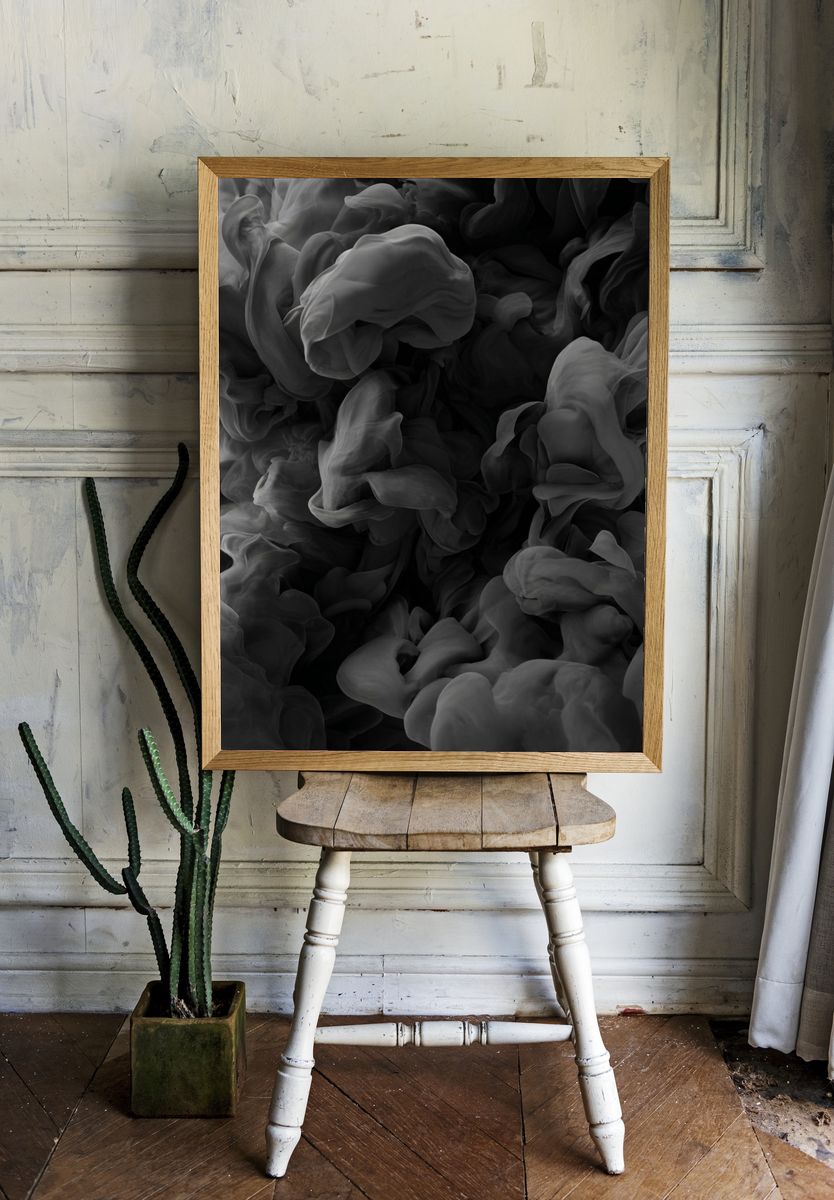 Abstract Smoke Black-White Poster room preview