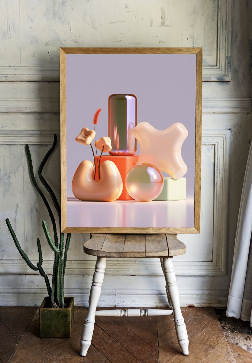 Pastel Abstract Forms Poster. — room view 1