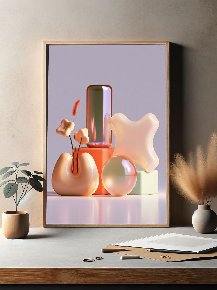 Pastel Abstract Forms Poster. — room view 2
