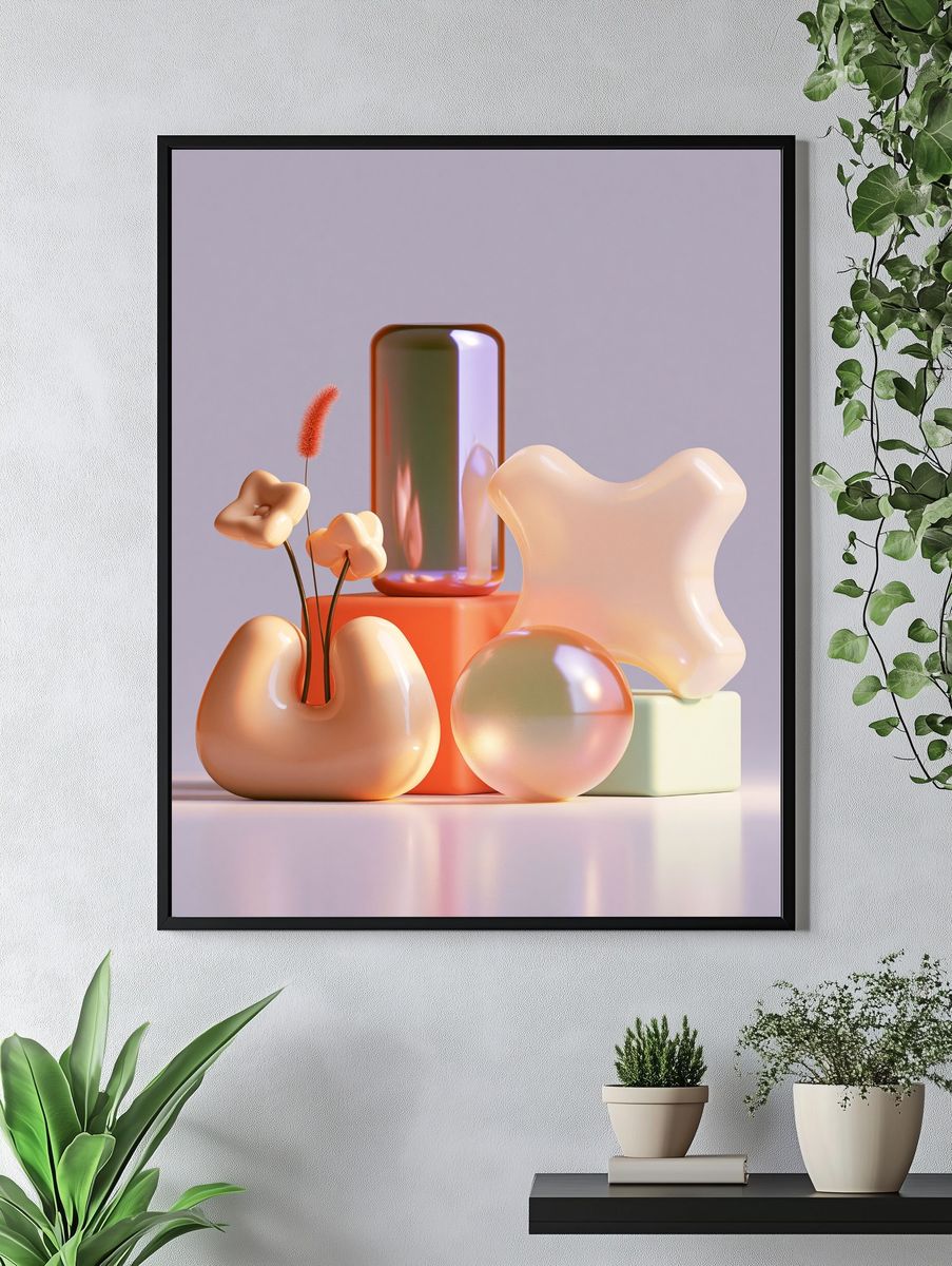 Pastel Abstract Forms Poster. — room view 4