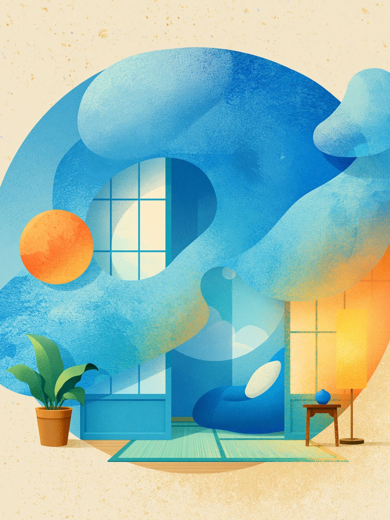 Abstract Blue Interior Poster. poster — abstract art