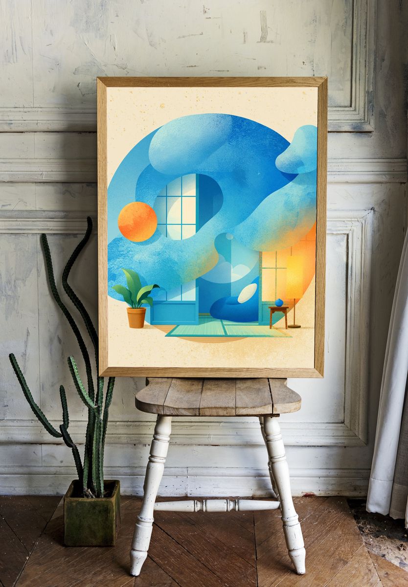 Abstract Blue Interior Poster. room preview
