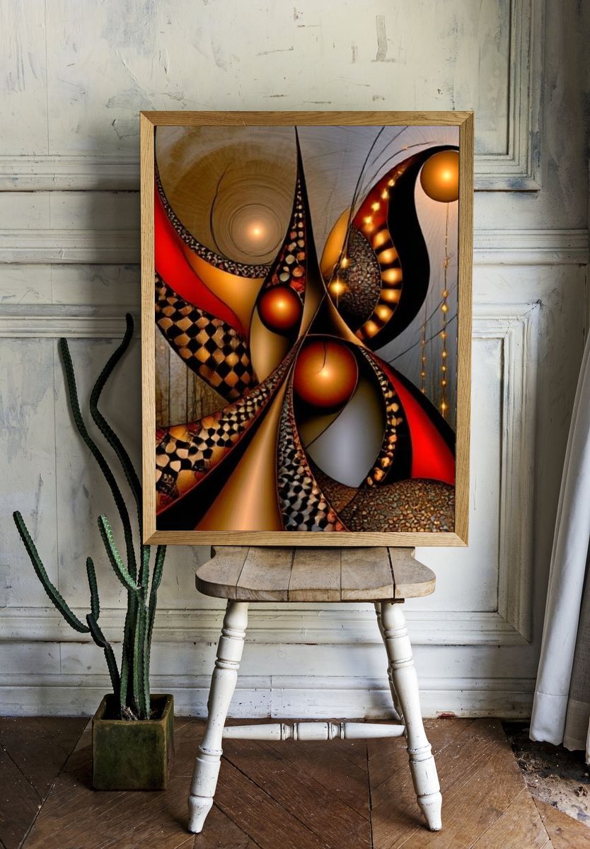 Golden Orb Abstract Poster. — room view 1