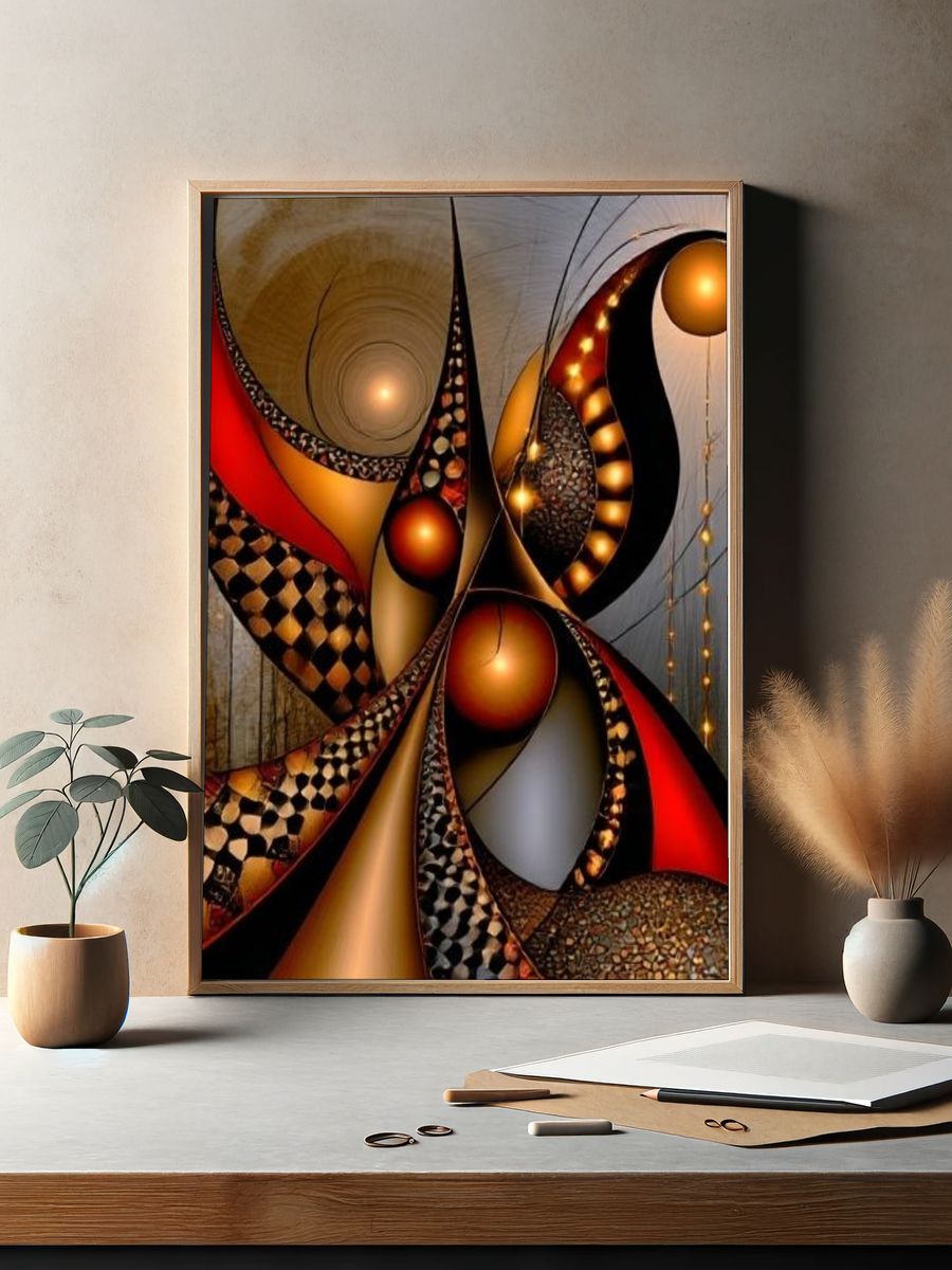 Golden Orb Abstract Poster. — room view 2
