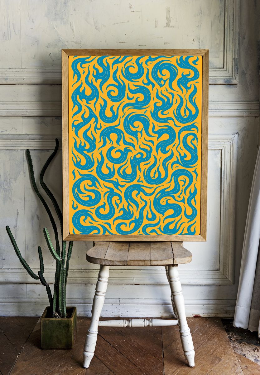 Swirling Teal Pattern Abstract Poster. room preview