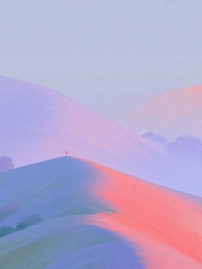 Dreamy Misty Hills Abstract Print.