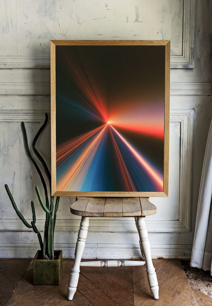 Neon Light Burst Abstract Poster. — room view 1