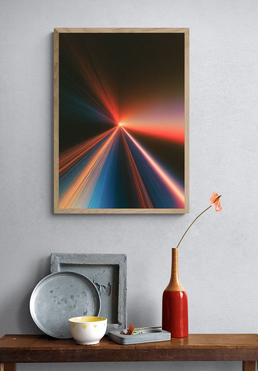 Neon Light Burst Abstract Poster. — room view 3