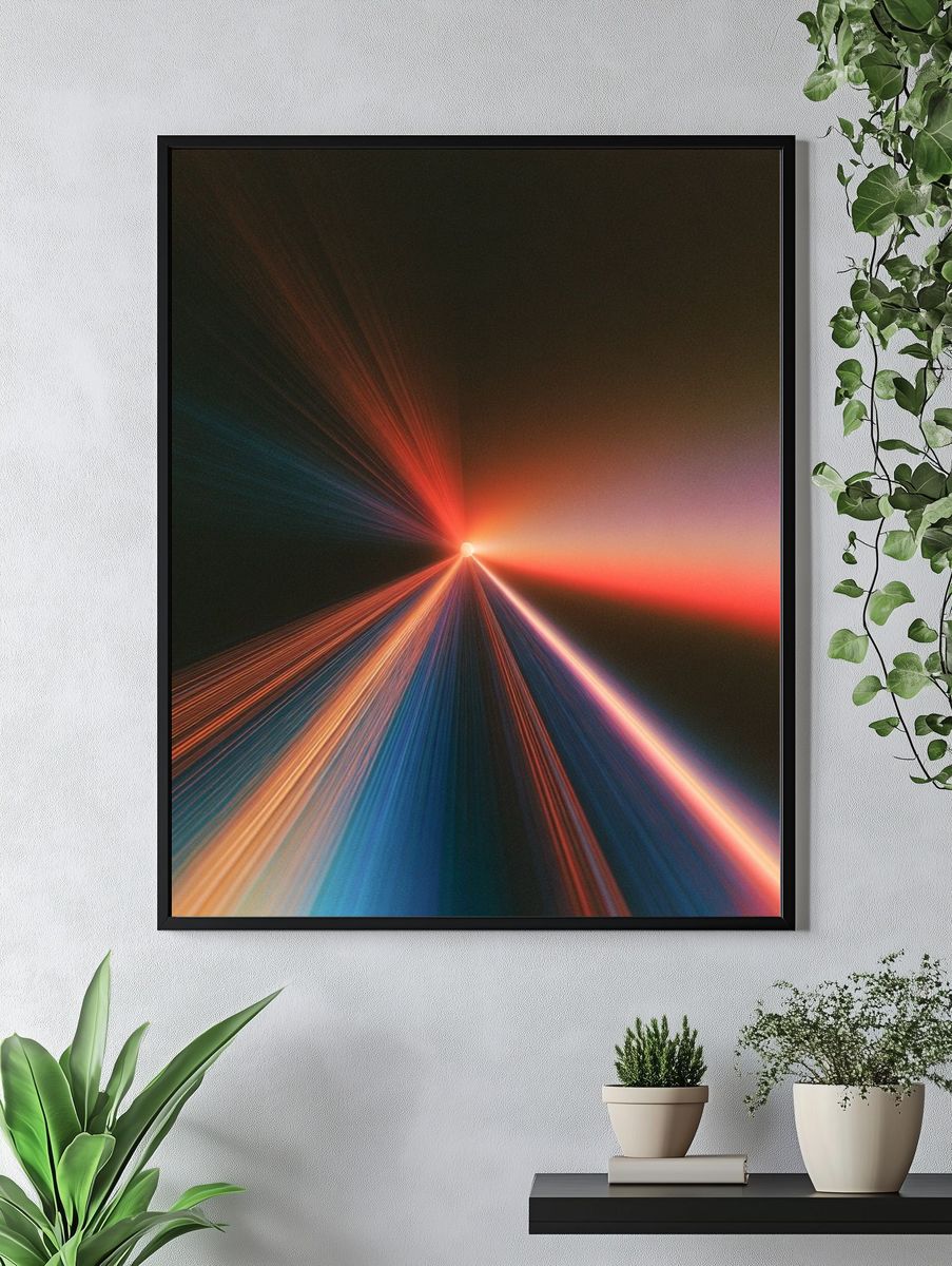 Neon Light Burst Abstract Poster. — room view 4