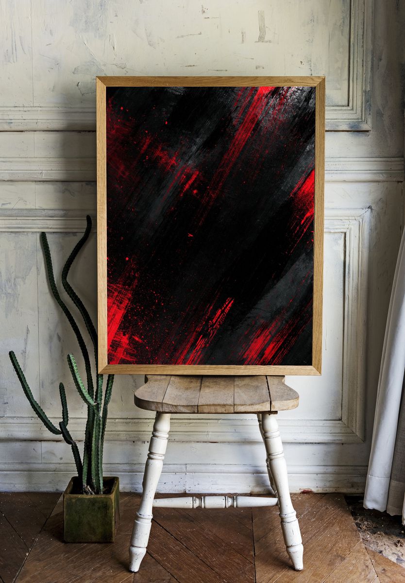 Crimson Slash Abstract Poster. — room view 1