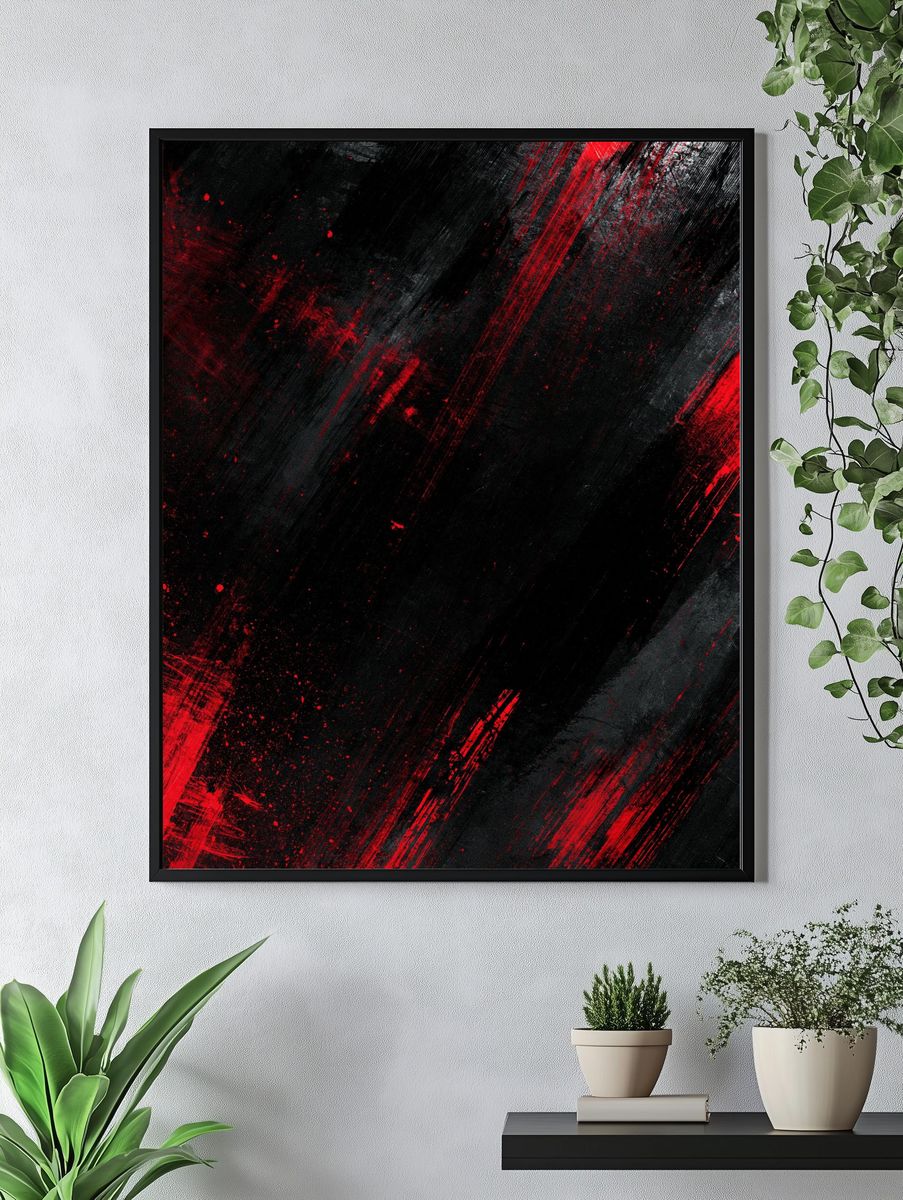 Crimson Slash Abstract Poster. — room view 4