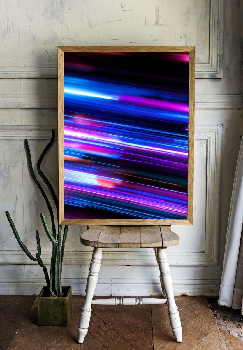 Neon Light Streaks Abstract Poster. room preview