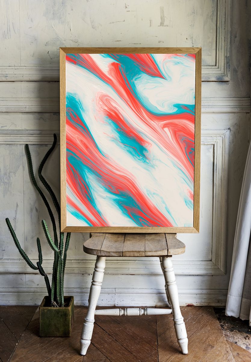 Coral Tide Abstract Poster. room preview