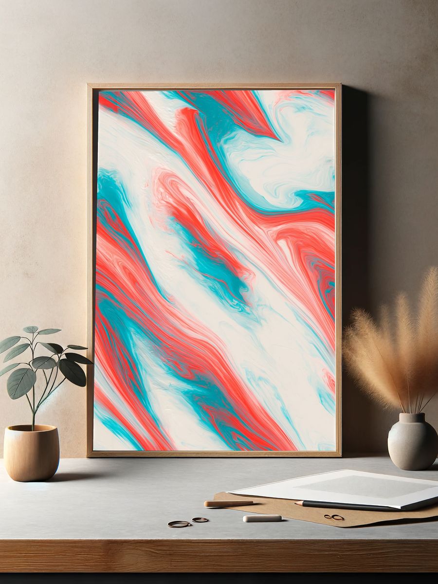 Coral Tide Abstract Poster. — room view 2