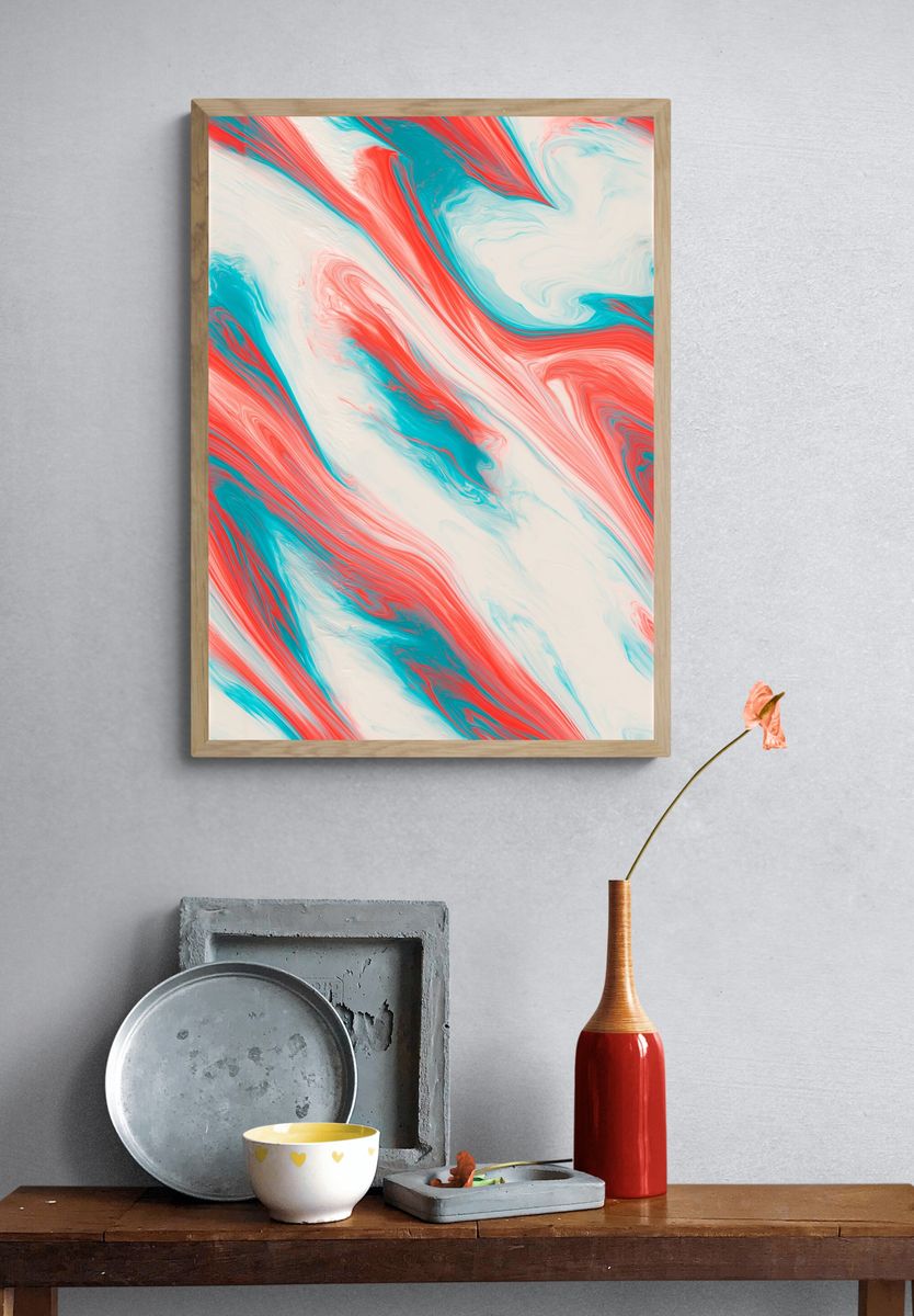 Coral Tide Abstract Poster. — room view 3