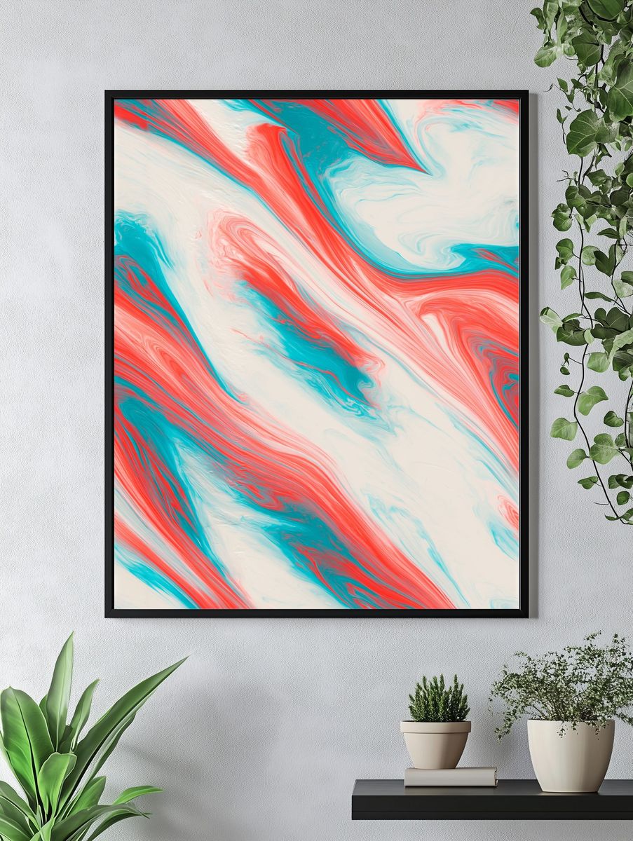 Coral Tide Abstract Poster. — room view 4