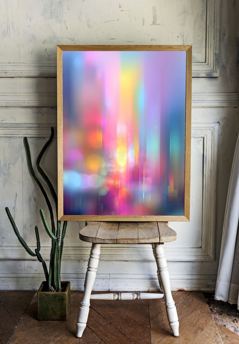 Pastel Light Streaks Abstract Poster. — room view 1