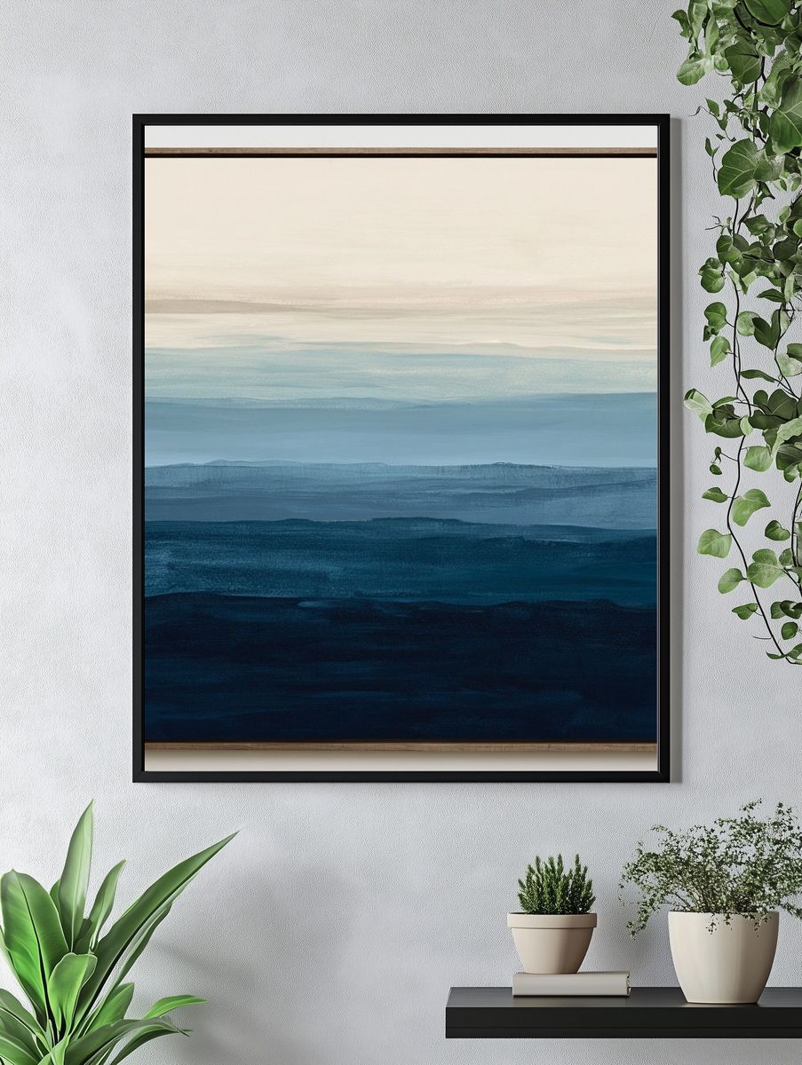 Blue Horizon Abstract Poster. — room view 4