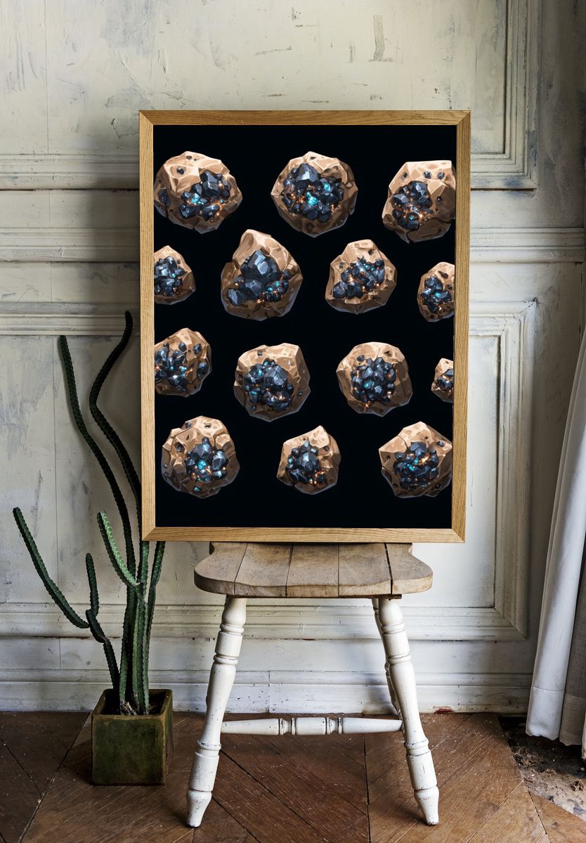 Celestial Mineral Cluster Abstract Print. — room view 1