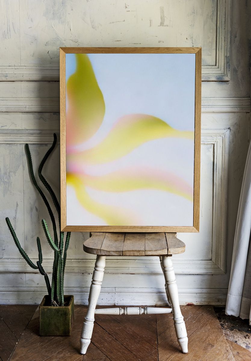 Soft Yellow Abstract Flow Poster. room preview